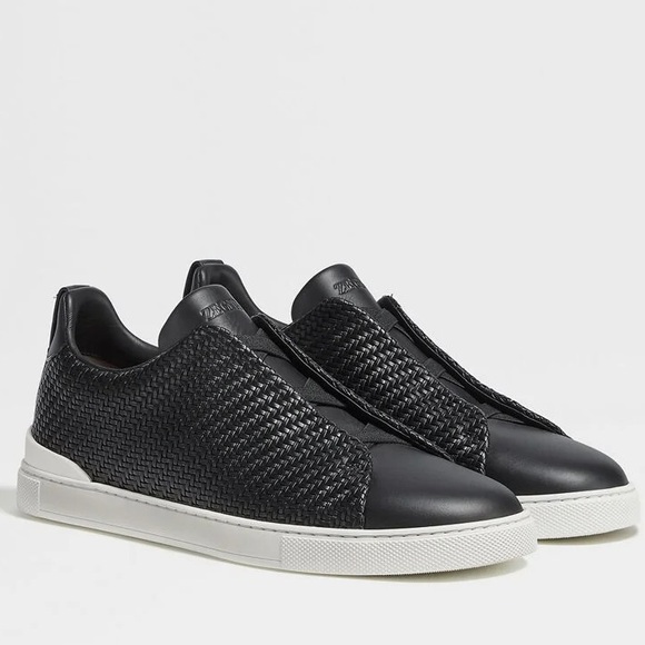 ZEGNA BLK PELLETESSUTA TRIPLE STITCH SNEAKER